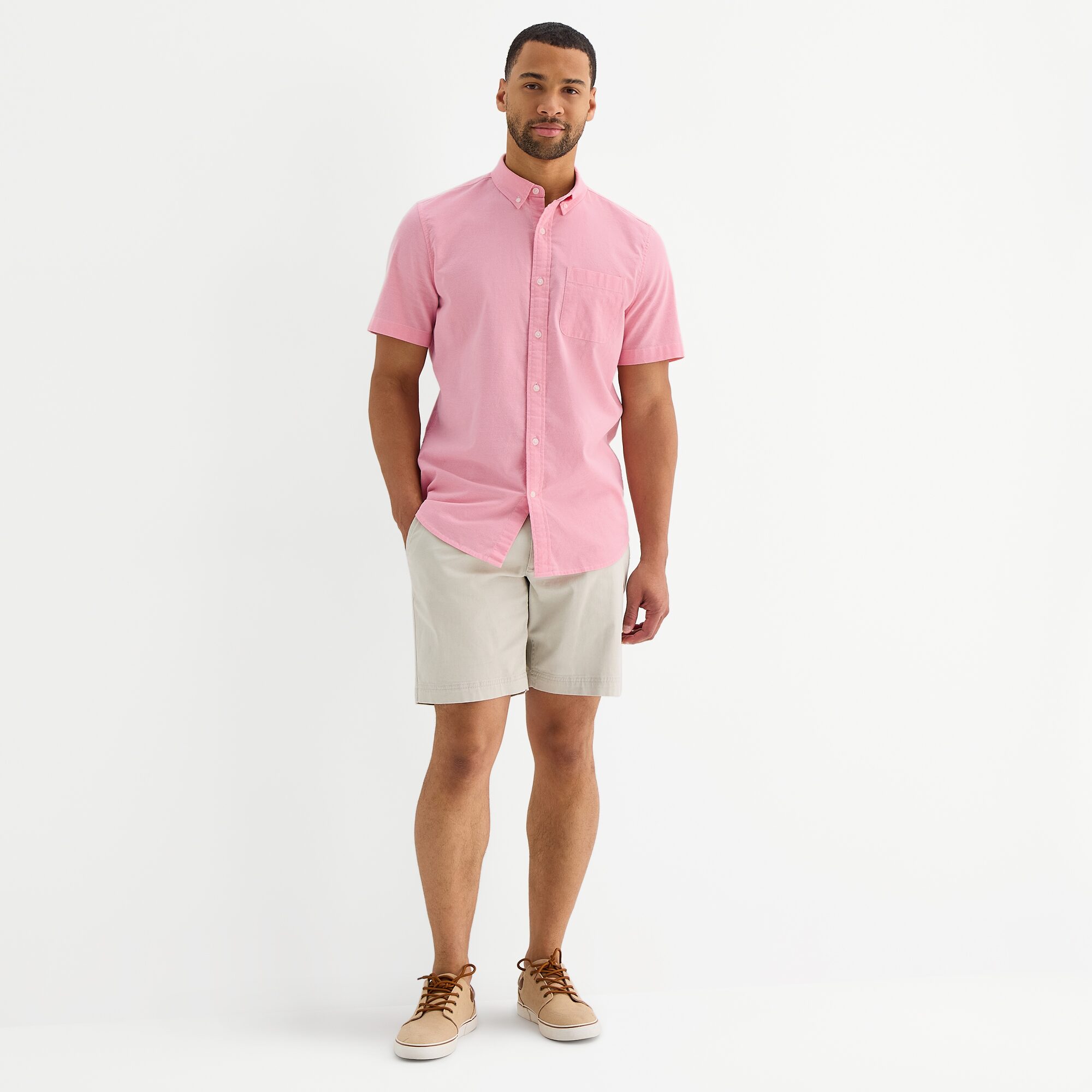 St. John's Bay Oxford Mens Short Sleeve Classic Fit Button-Down Shirt