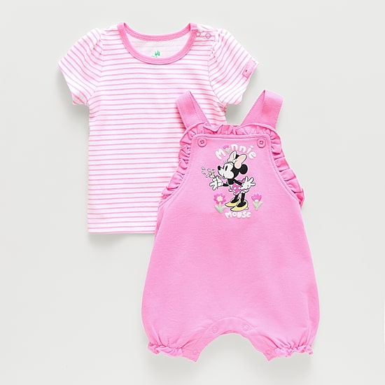 Baby Girls 2-pc. Minnie Mouse Shortall Set