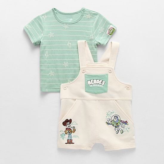 Baby Boys 2-pc. Buzz Lightyear Toy Story Woody Shortall Set