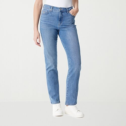Gloria Vanderbilt Amanda Womens High Rise Stretch Fabric Tapered Leg Jean, 12, Blue