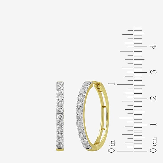 (I, I2) Womens 1 CT. T.W. Lab Grown White Diamond 10K Gold 22.5mm Circle Hoop Earrings