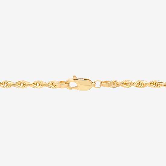 Womens 10K Gold 24 Inch Rope Chain Necklace