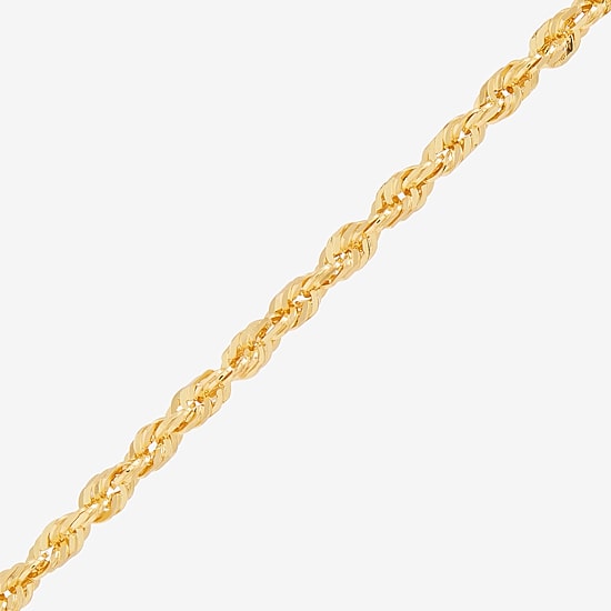 Womens 10K Gold 24 Inch Rope Chain Necklace