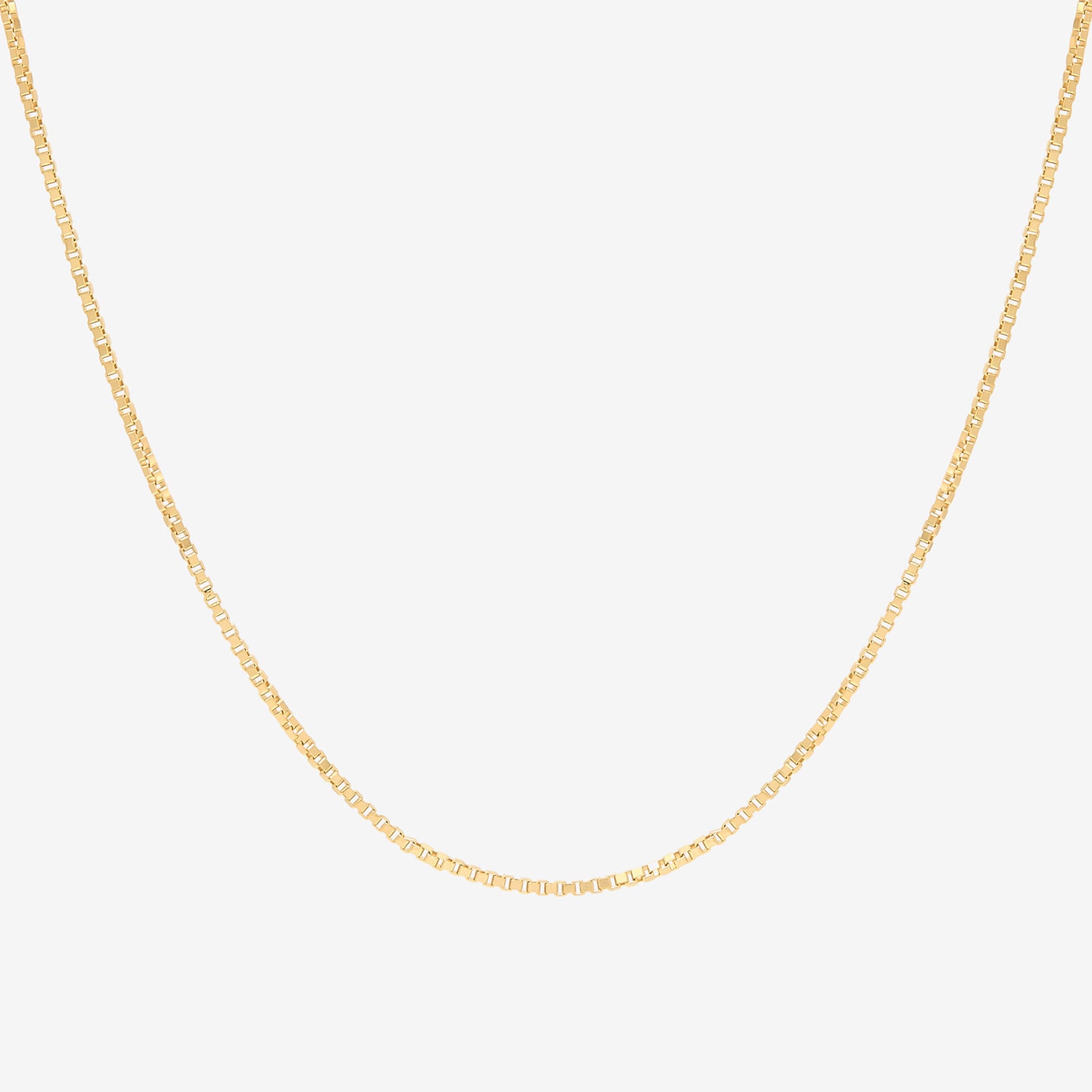 Womens 10K Gold Inch Box Chain Necklace