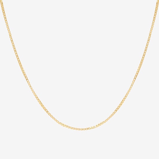 Womens 10K Gold 20 Inch Box Chain Necklace