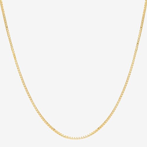Womens 10K Gold 16 Inch Box Chain Necklace, One Size, Yellow