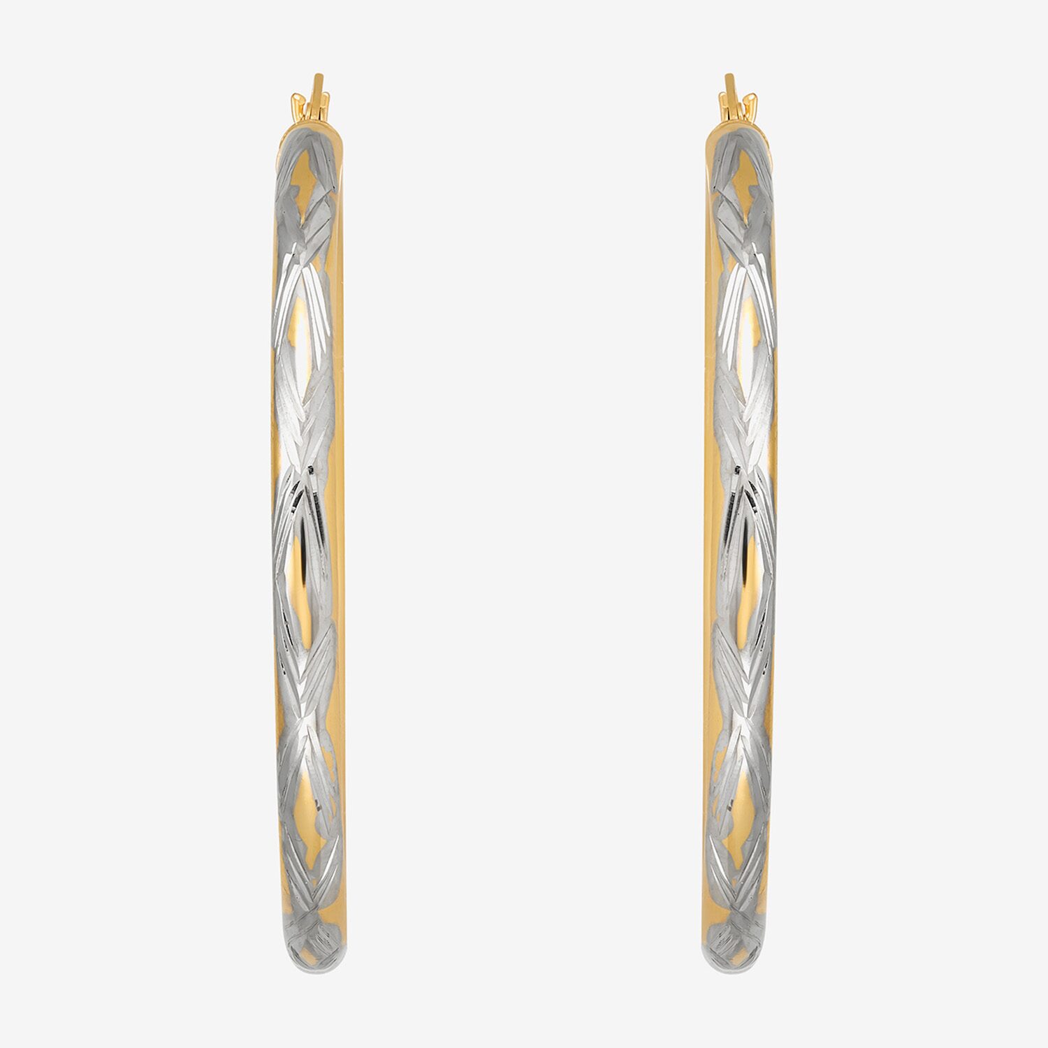 Bonded Brilliance Womens 14K Gold Bonded With Sterling Silver Hoop Earrings