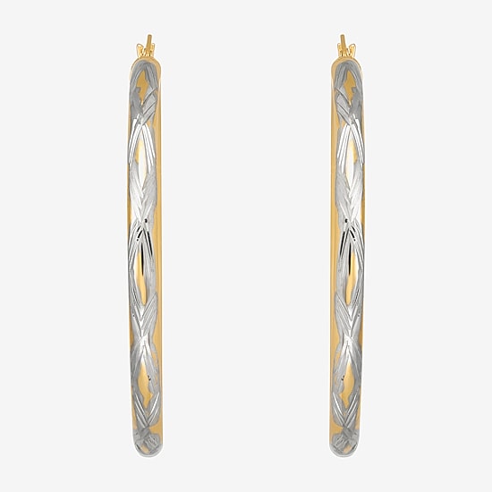 Bonded Brilliance Womens 14K Gold Bonded With Sterling Silver Hoop Earrings