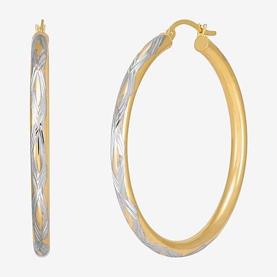 Bonded Brilliance Womens 14K Gold Bonded With Sterling Silver Hoop Earrings