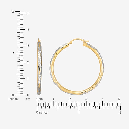 Bonded Brilliance Womens 14K Gold Bonded With Sterling Silver Hoop Earrings