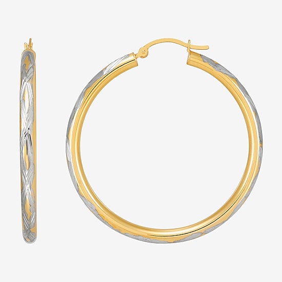 Bonded Brilliance Womens 14K Gold Bonded With Sterling Silver Hoop Earrings