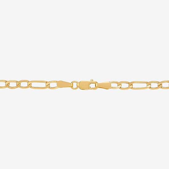 Bonded Brilliance Womens 14K Gold Bonded With Sterling Silver 7.5 Inch Solid Figaro Chain Bracelet