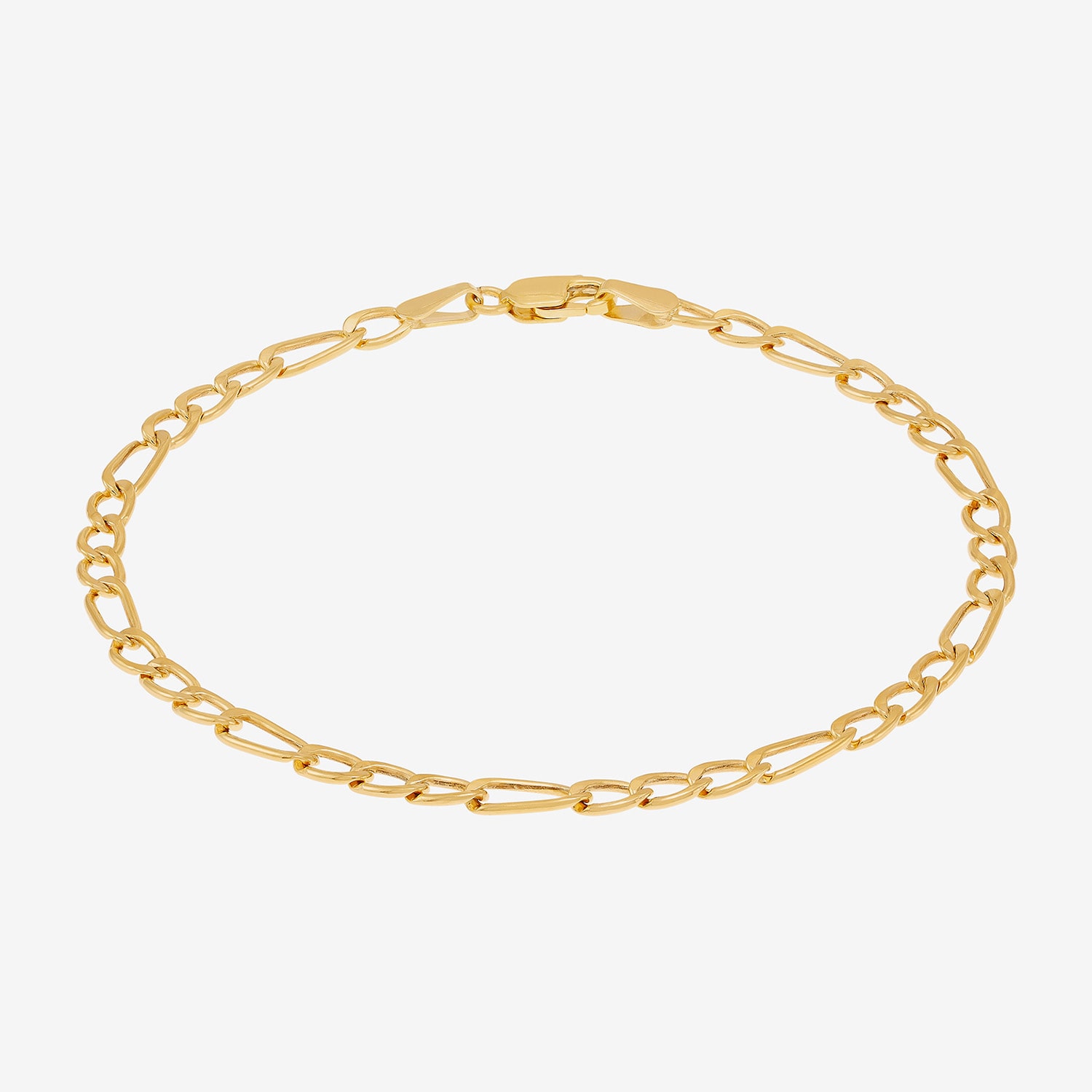 Bonded Brilliance Womens 14K Gold Bonded With Sterling Silver 7.5 Inch Solid Figaro Chain Bracelet