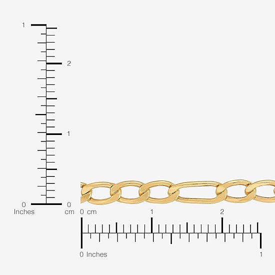 Bonded Brilliance Womens 14K Gold Bonded With Sterling Silver 7.5 Inch Solid Figaro Chain Bracelet