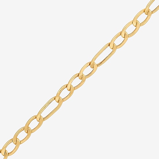 Bonded Brilliance Womens 14K Gold Bonded With Sterling Silver 7.5 Inch Solid Figaro Chain Bracelet