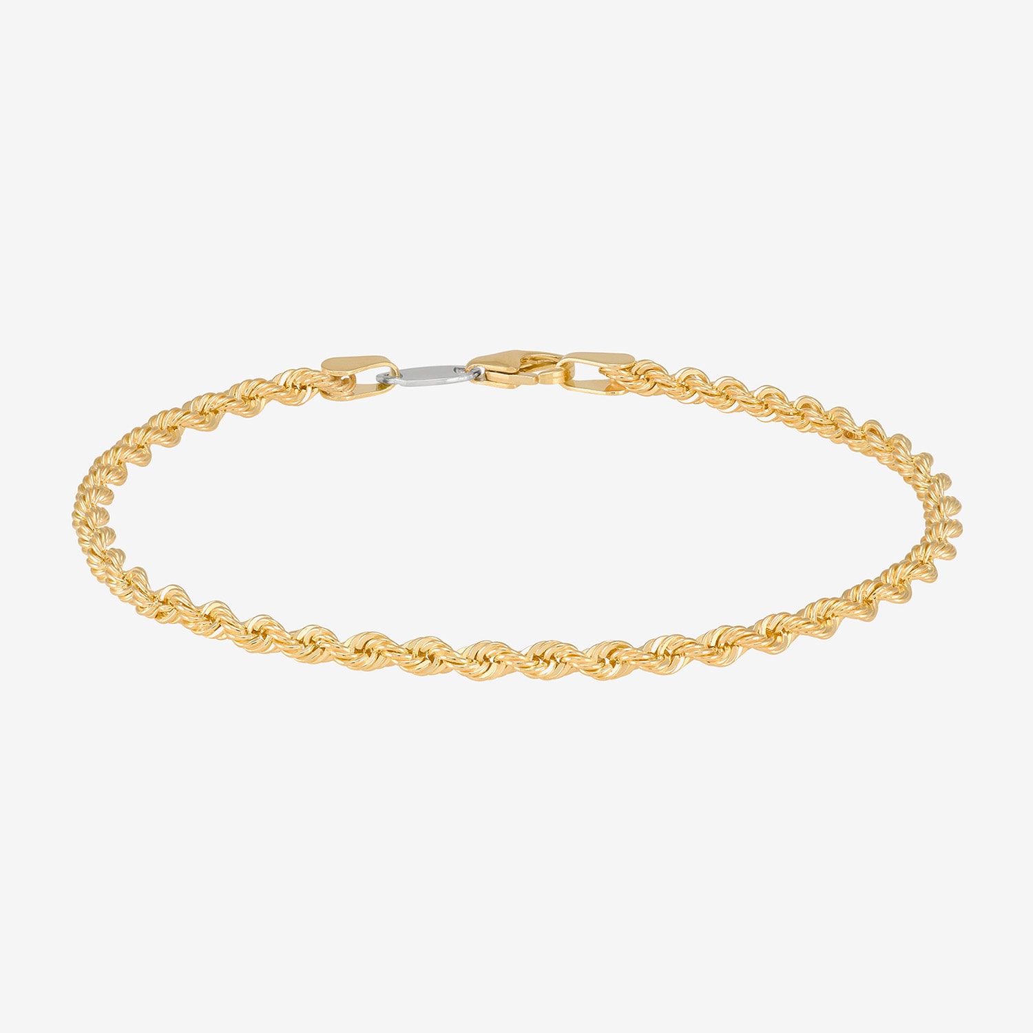 Bonded Brilliance Womens 14K Gold Bonded With Sterling Silver 7.5 Inch Solid Rope Chain Bracelet