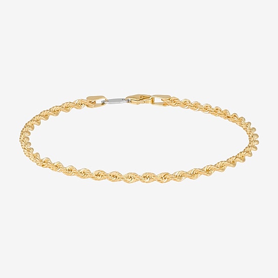 Bonded Brilliance Womens 14K Gold Bonded With Sterling Silver 7.5 Inch Solid Rope Chain Bracelet