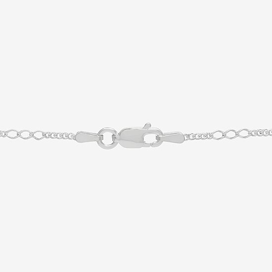 Made in Italy Womens Sterling Silver 9 1/2 Inch Solid Figaro Chain Bracelet