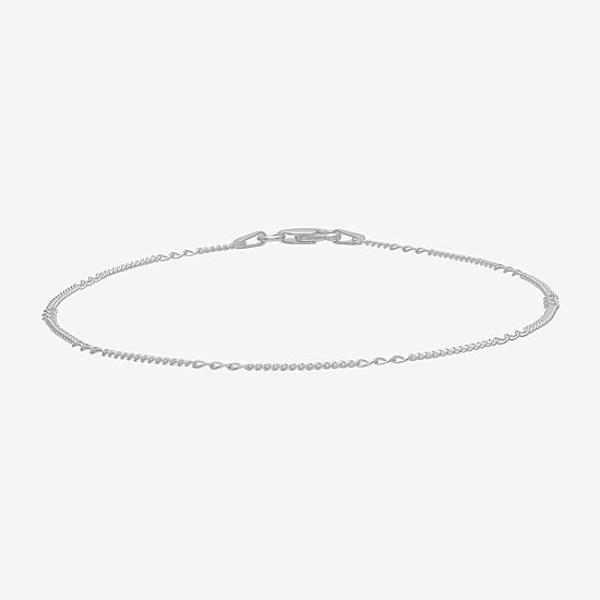 Made in Italy Womens Sterling Silver 9 1/2 Inch Solid Figaro Chain Bracelet