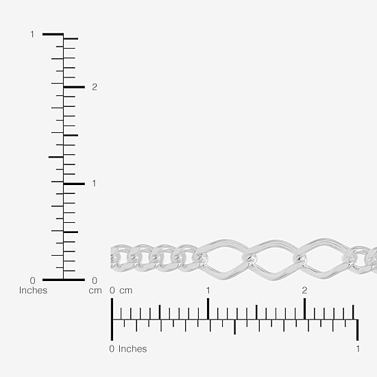 Made in Italy Womens Sterling Silver 9 1/2 Inch Solid Figaro Chain Bracelet
