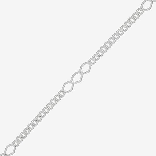 Made in Italy Womens Sterling Silver 9 1/2 Inch Solid Figaro Chain Bracelet
