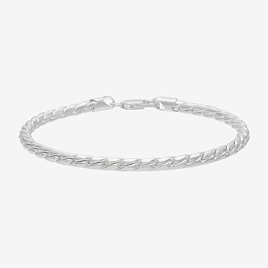 Made in Italy Mens Sterling Silver 8 1/2 Inch Solid Curb Chain Bracelet