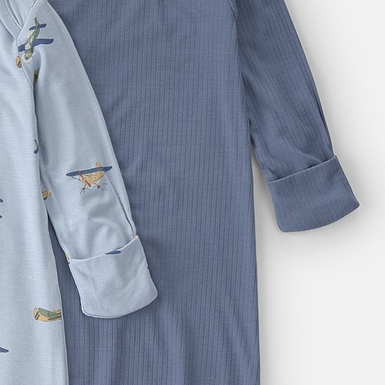 Carter's Purelysoft Baby Boys Round Neck Long Sleeve 2-pc. Nightgown