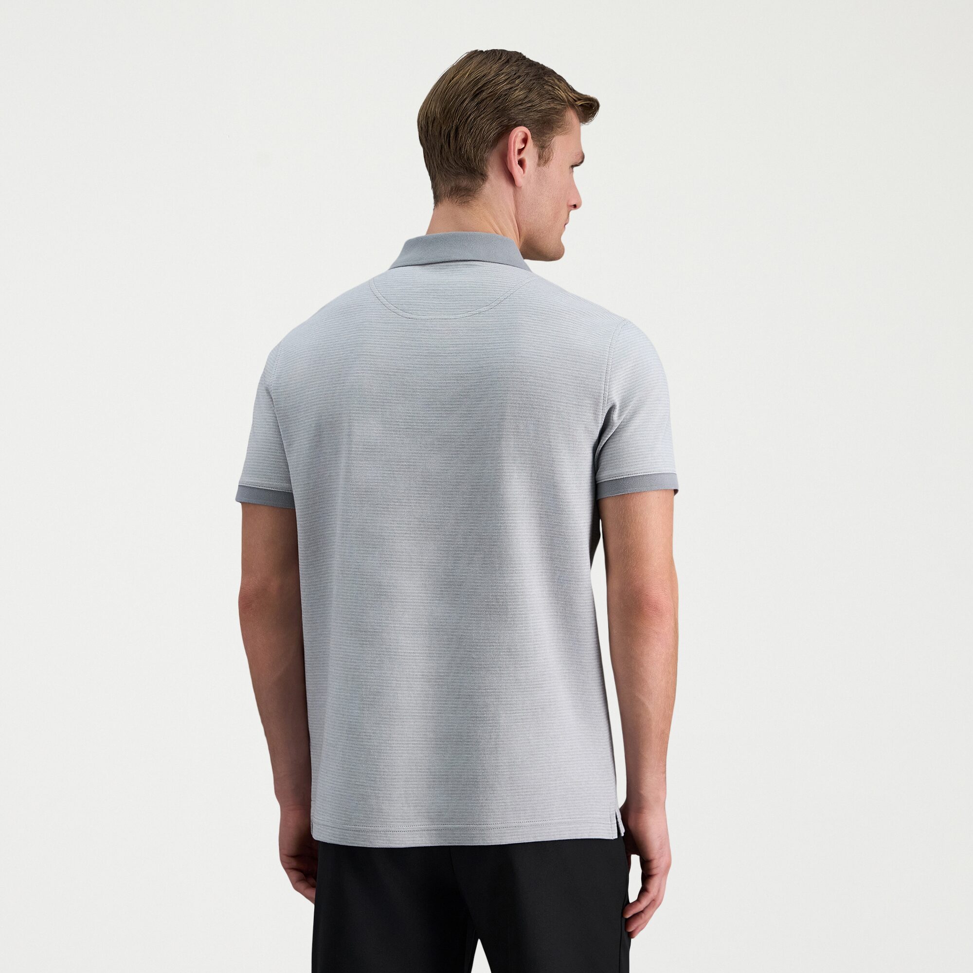Haggar Rib Knit Zip Front Mens Regular Fit Short Sleeve Polo Shirt