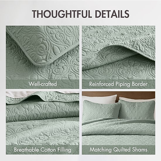 Madison Park Mansfield Oversized Antimicrobial Treated 3pc Bedspread Set