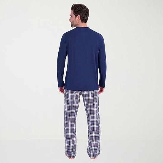 Hanes Mens Crew Neck Long Sleeve 2-pc. Pajama Set