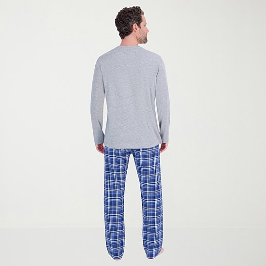 Hanes Mens Crew Neck Long Sleeve 2-pc. Pajama Set
