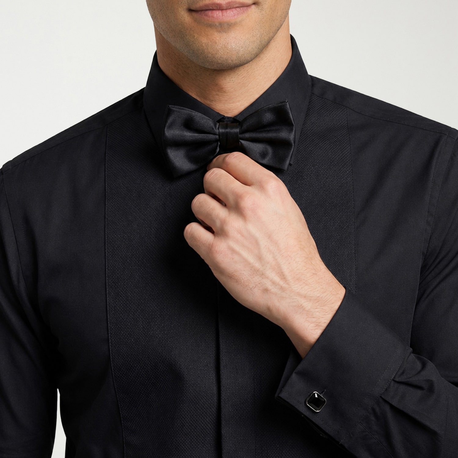 Nick Graham Fitted 4-Piece Tuxedo Mens Modern Fit Easy Care Stretch Fabric Long Sleeve Dress Shirt