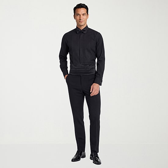 Nick Graham 4-Piece Tuxedo Spread Collar Long Sleeve Stretch Fabric Tuxedo Shirt