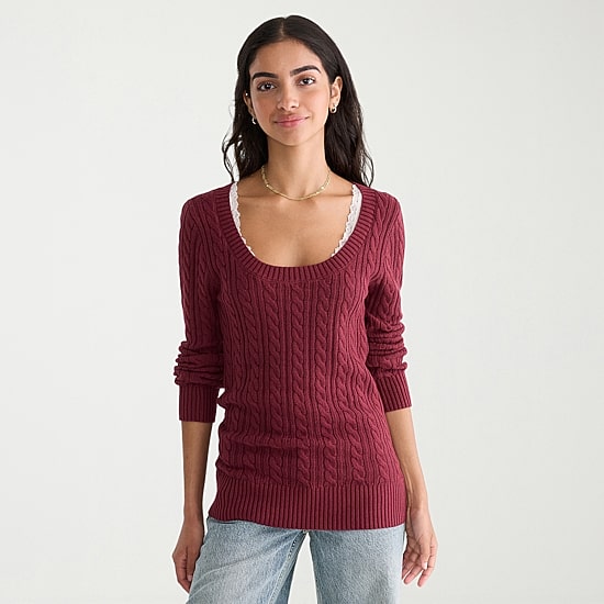 AEROPOSTALE Juniors Womens U Neck Long Sleeve Pullover Sweater