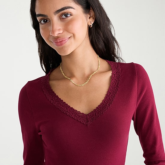 AEROPOSTALE Womens Juniors V Neck Long Sleeve T-Shirt