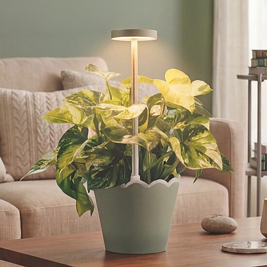 Merkury Innovations Led Touch Control Rechargeablebbattery Waterproof Planter Plastic Table Lamp