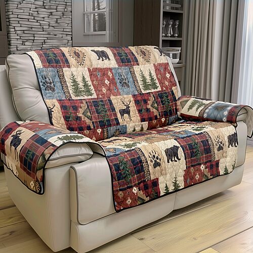 Your Lifestyle By Donna Sharp Woodland Patch Sofa Protector, One Size, Red