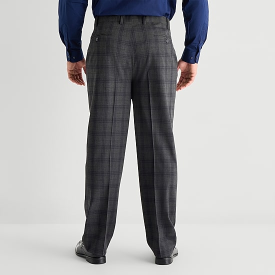 Shaquille O'Neal XLG™ Mens Big and Tall Stretch Fabric Regular Fit Plaid Flat Front Suit Pant