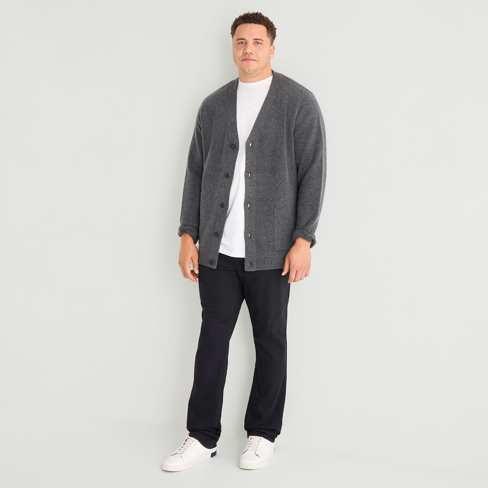 mutual weave Mens V Neck Long Sleeve Button Big and Tall Cardigan