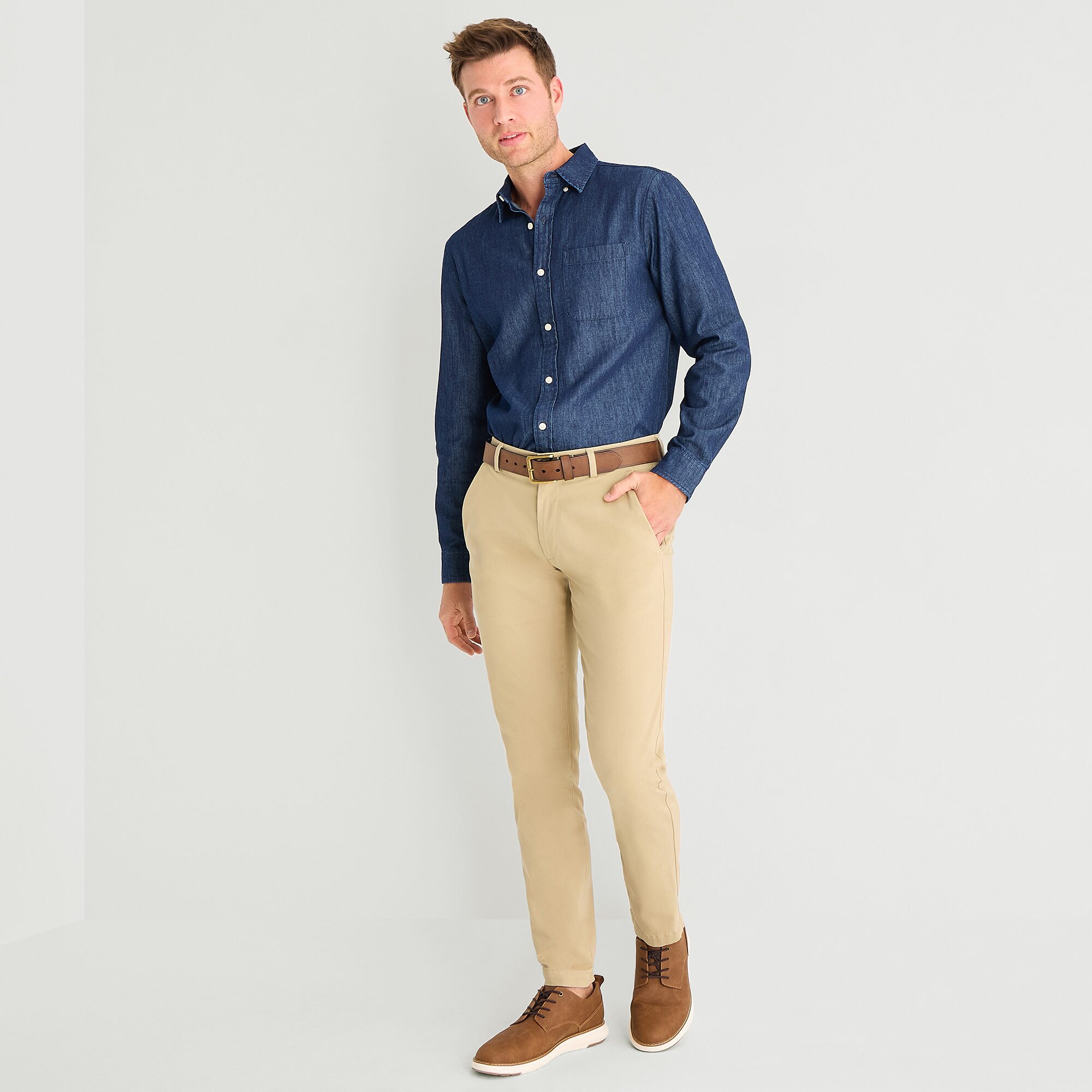 St. John's Bay Denim Mens Long Sleeve Classic Fit Button-Down Shirt