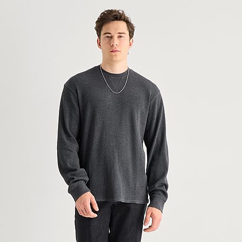 Arizona Mens Crew Neck Long Sleeve Regular Fit Thermal Top In Gray