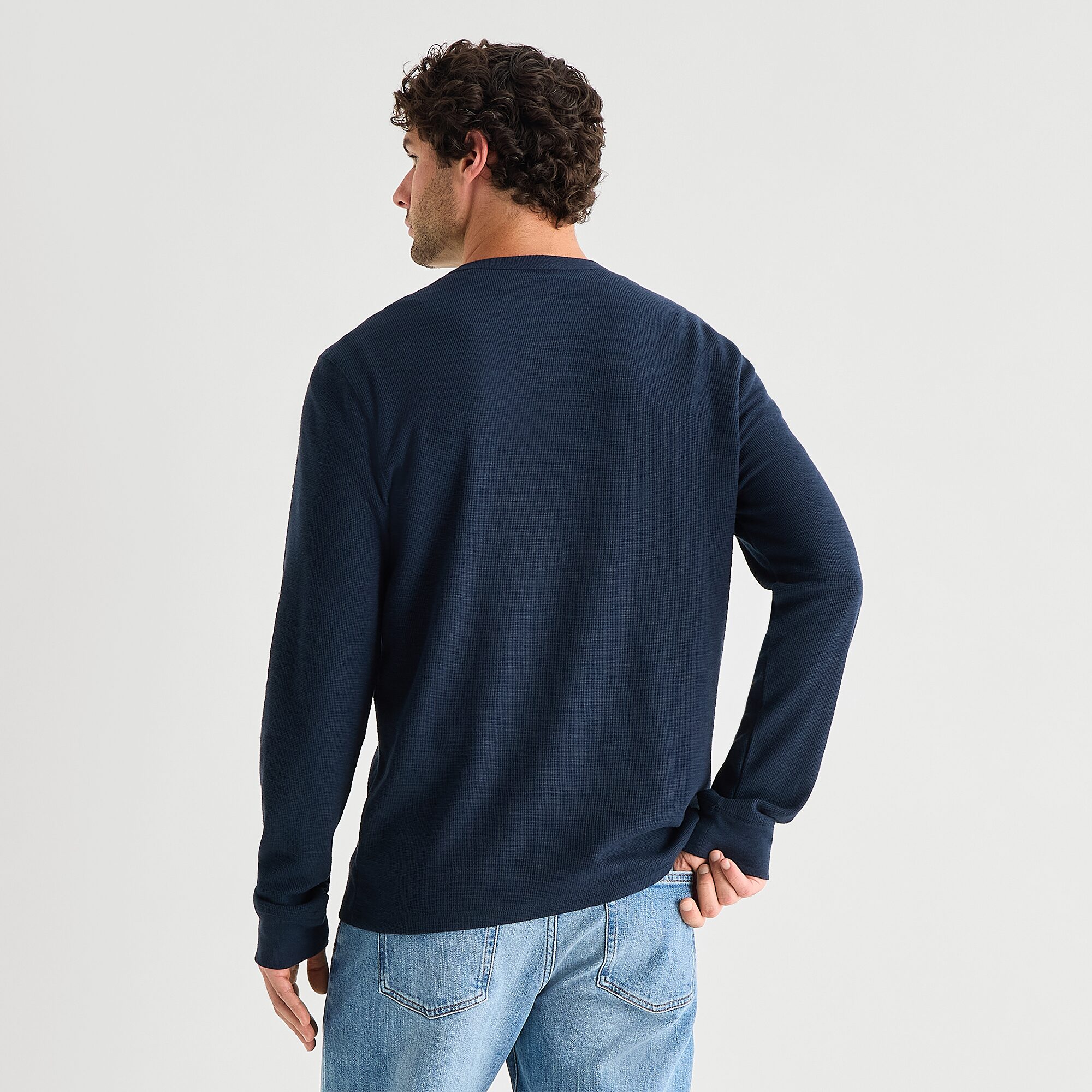 mutual weave Mens Long Sleeve Regular Fit Henley Shirt
