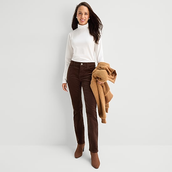 St. John's Bay Womens Tall Mid Rise Straight Corduroy Pant