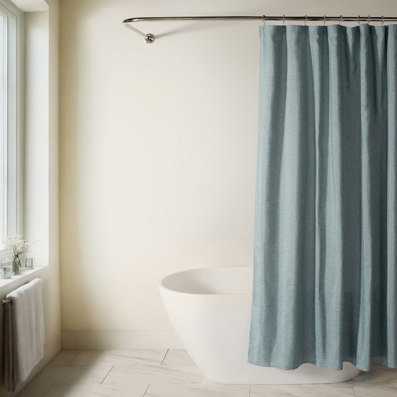 Casual Comfort Linen-Look  Solid Shower Curtain