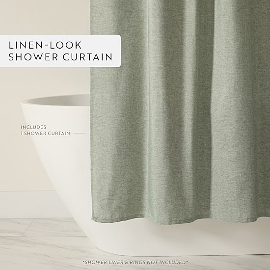 Casual Comfort Linen-Look  Solid Shower Curtain