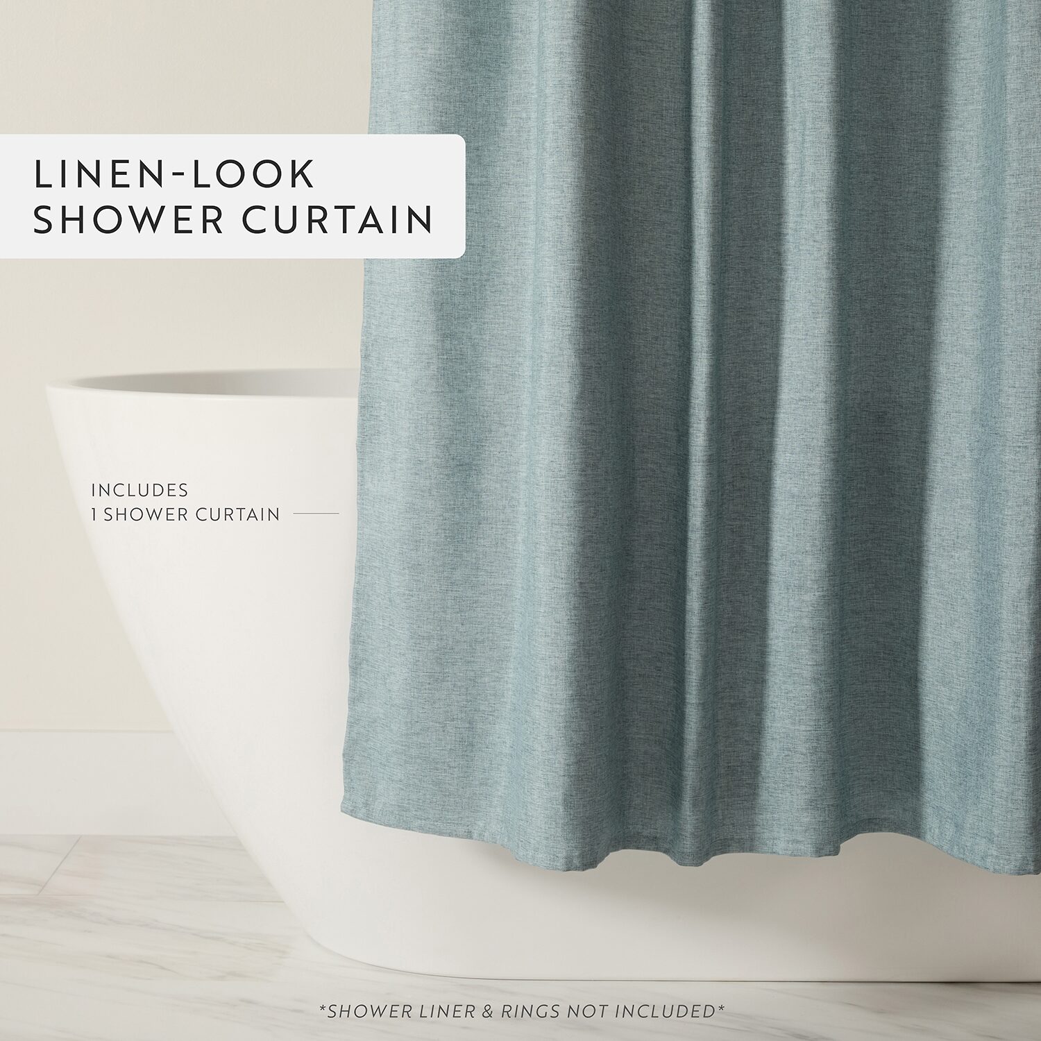Casual Comfort Linen-Look  Solid Shower Curtain