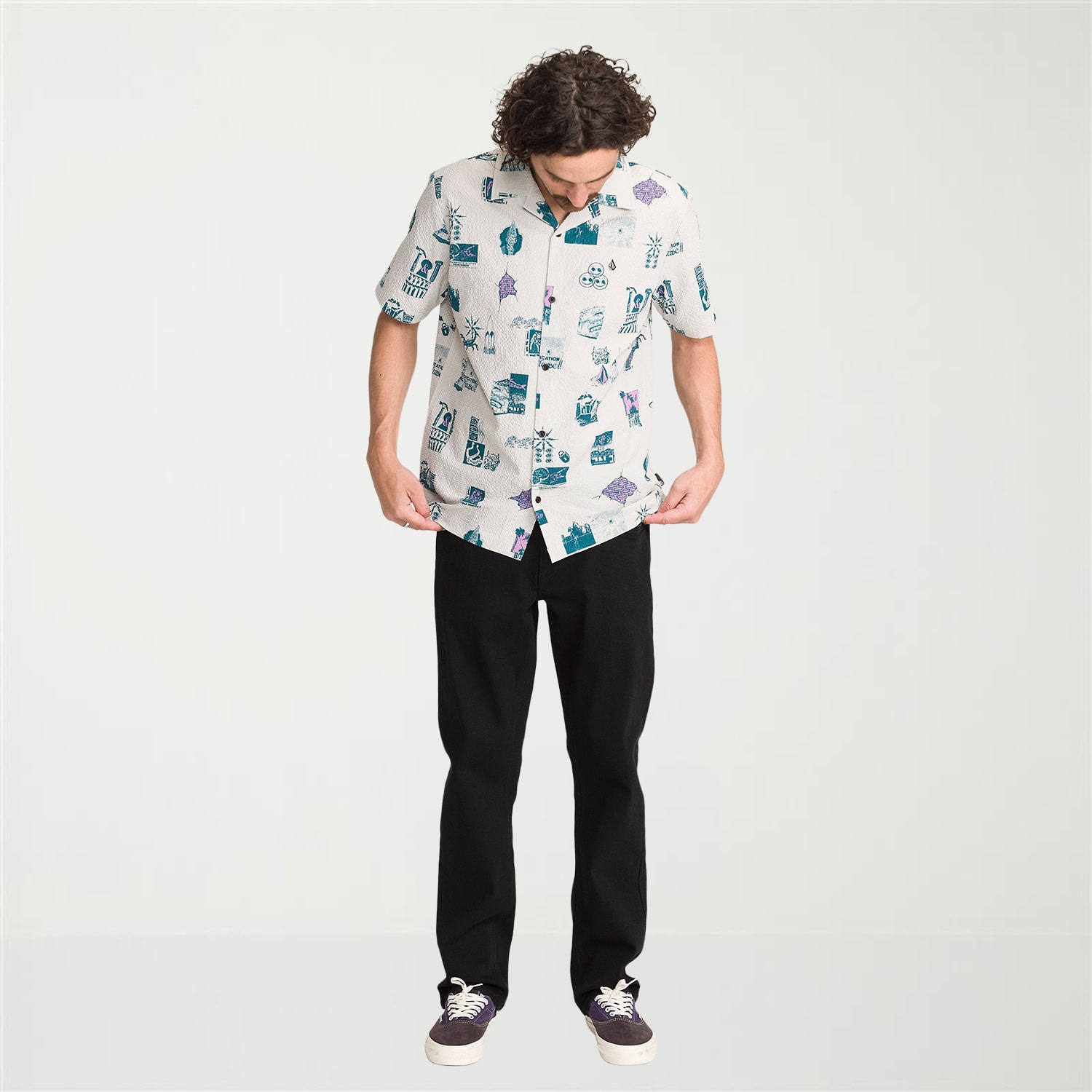 VOLCOM Mens Short Sleeve Camp Shirt