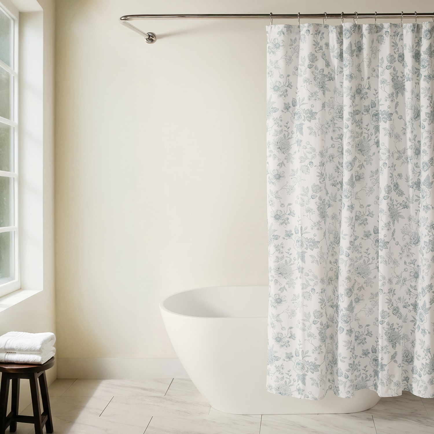 Casual Comfort Cotton Blend Floral Shower Curtain