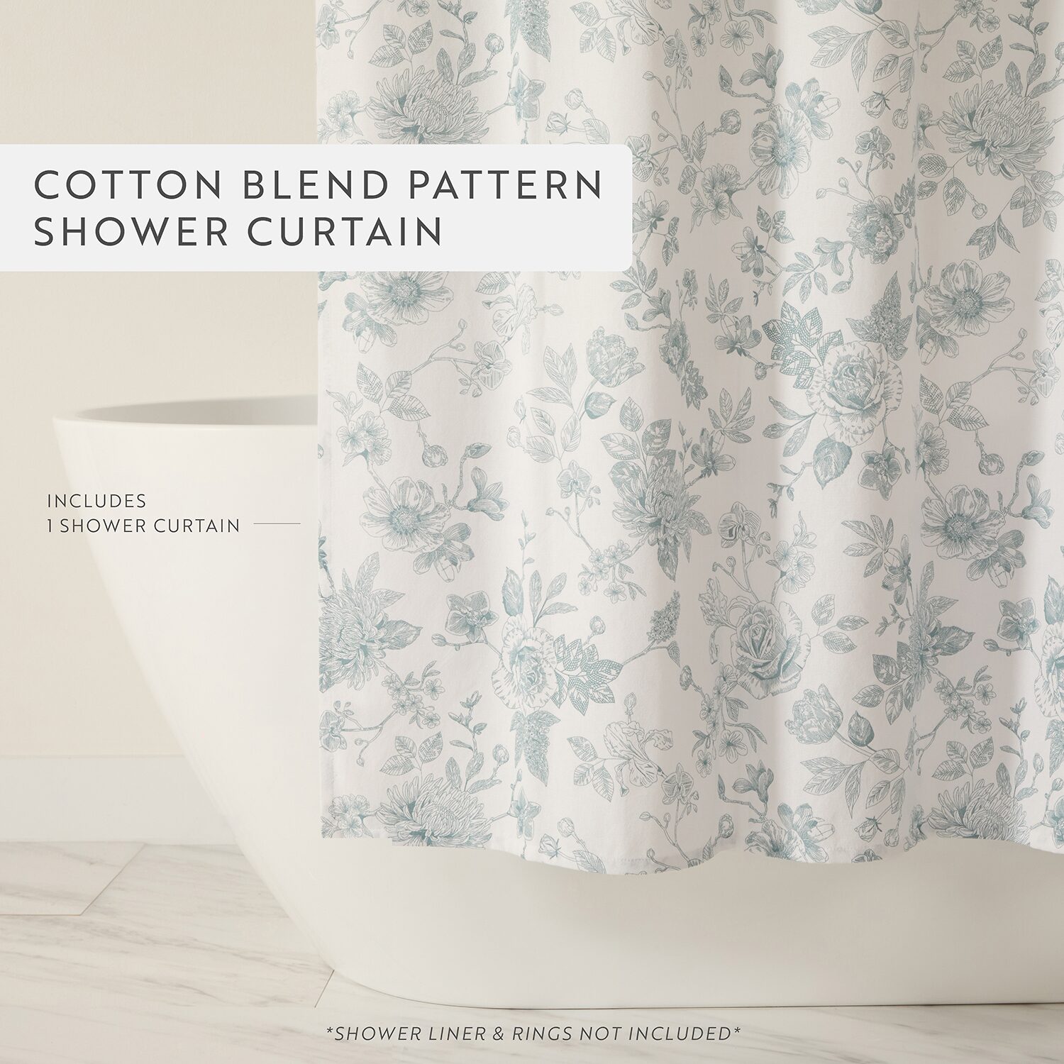 Casual Comfort Cotton Blend Floral Shower Curtain