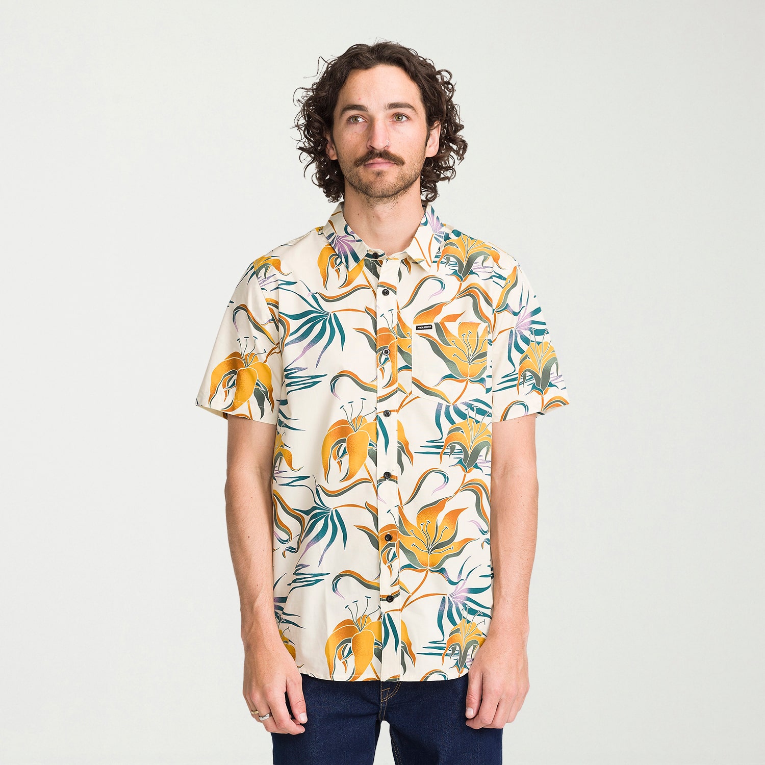 VOLCOM Mens Short Sleeve Regular Fit Button-Down Shirt